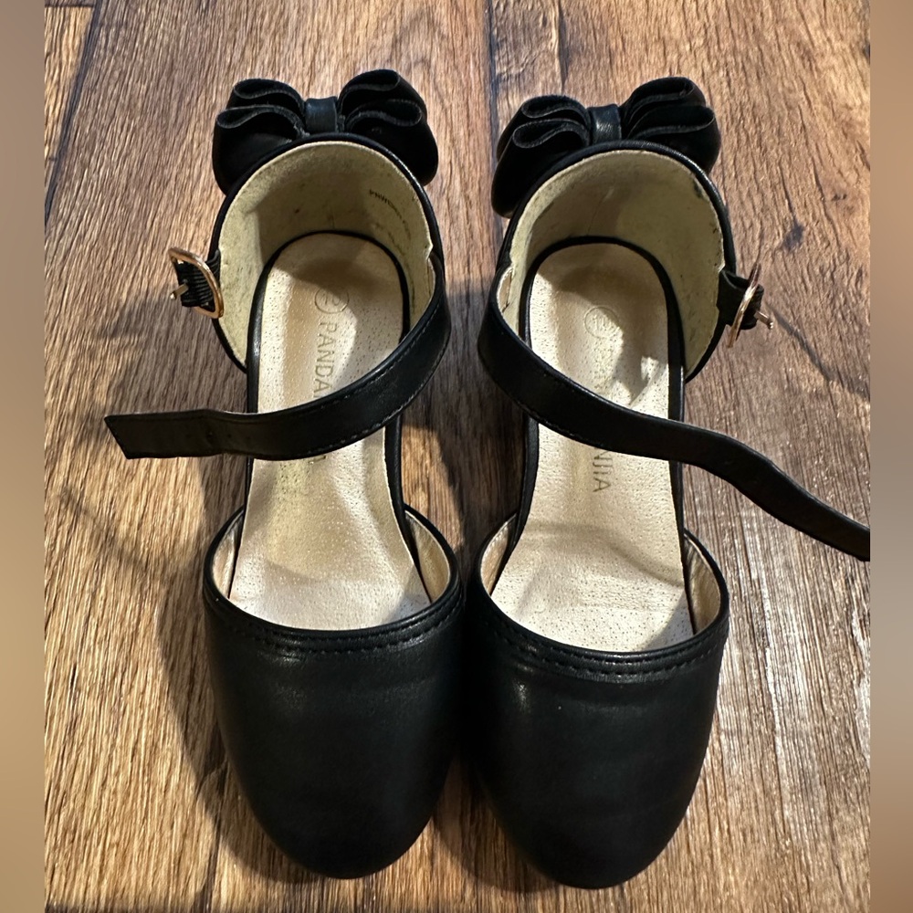 Black Bow Girls Heels Dress Shoes - size:10